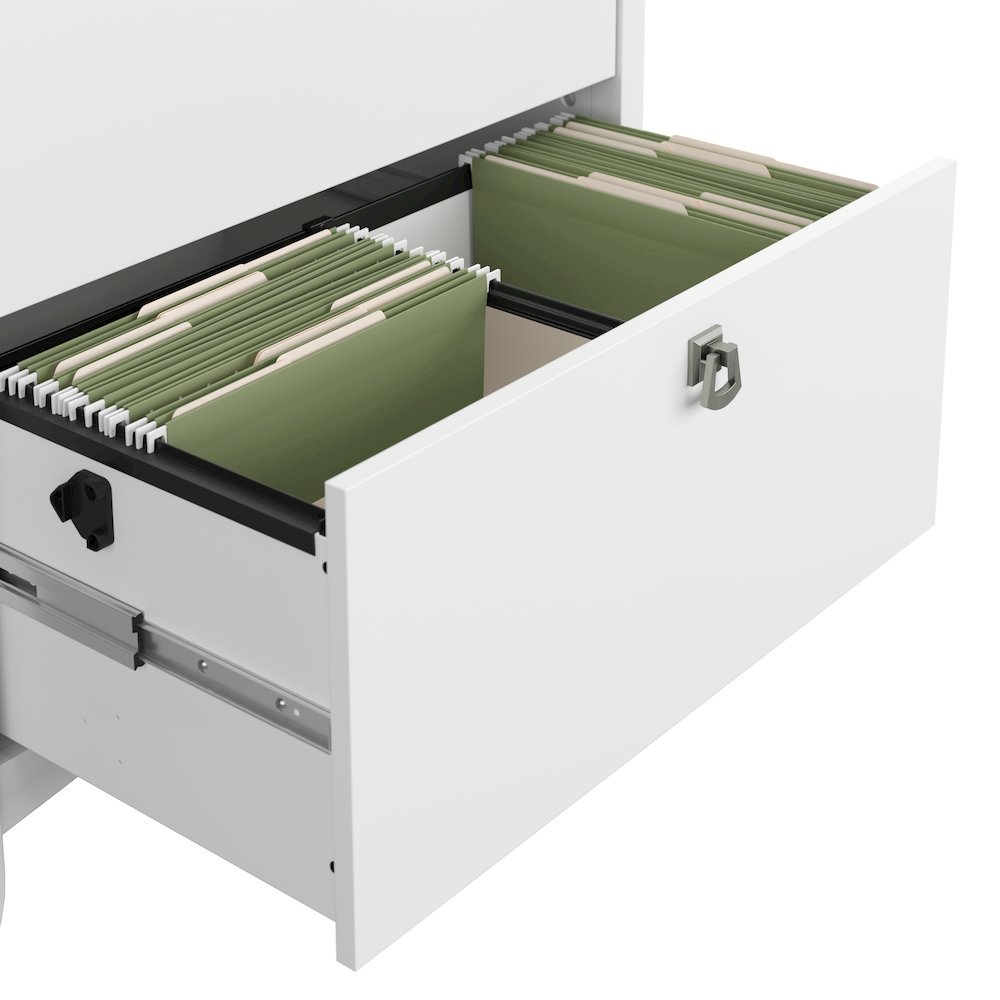 Salinas 60W L Shaped Desk with Hutch, Lateral File Cabinet and 5 Shelf Bookcase. Picture 4