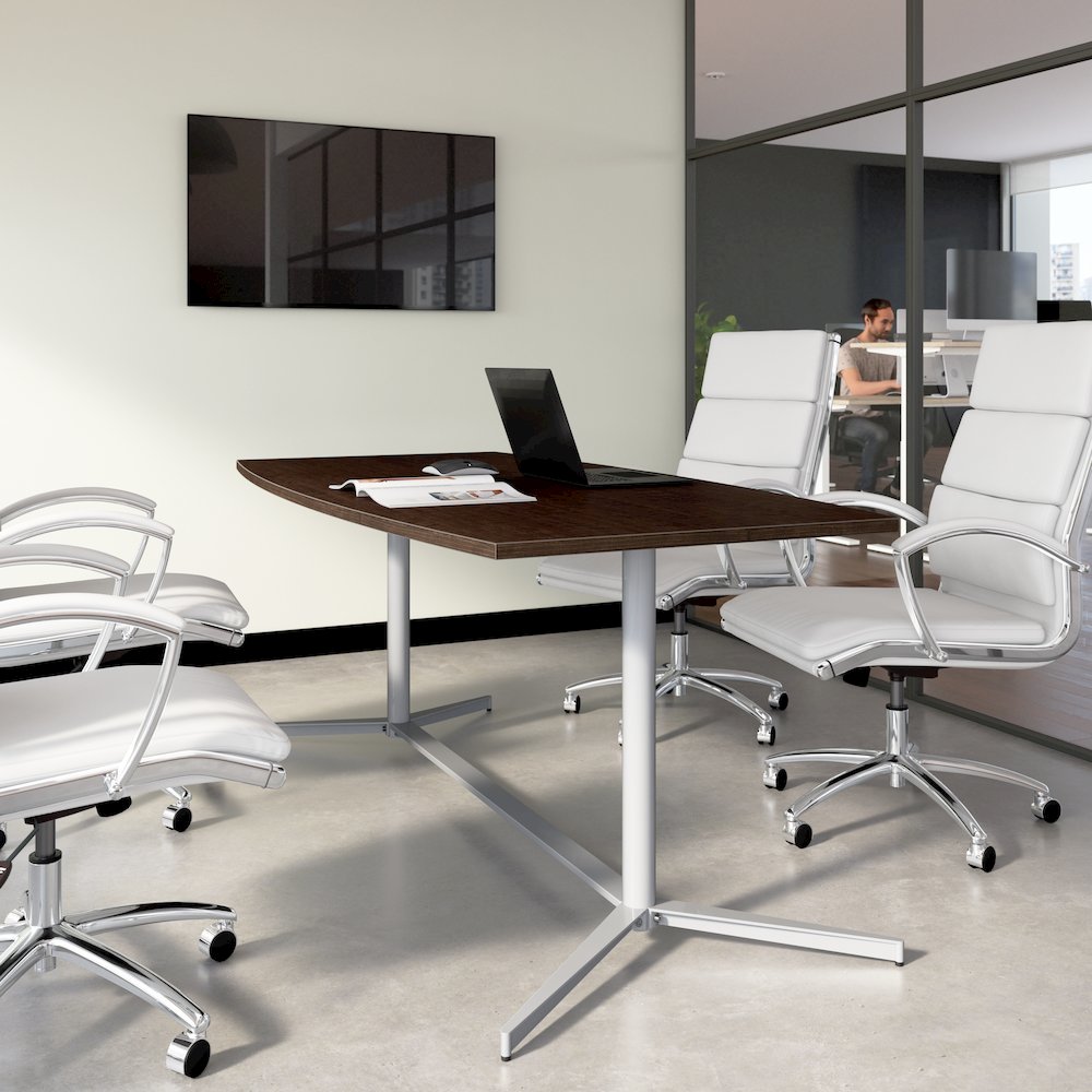 72-inch Office Conference Table with Metal Base in Mocha Cherry. Picture 2