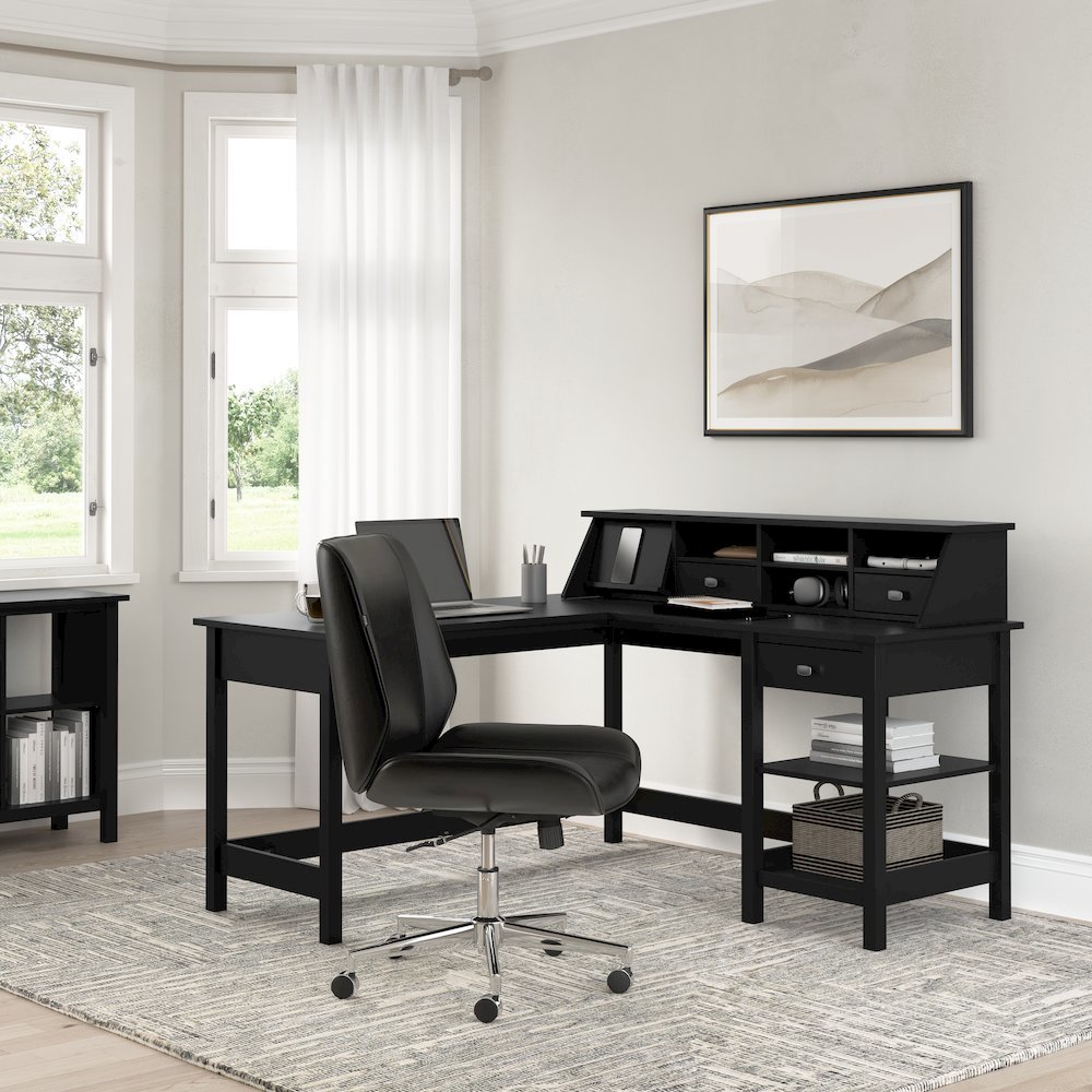 Broadview 60W L Shaped Computer Desk with Storage and Desktop Organizer. Picture 2