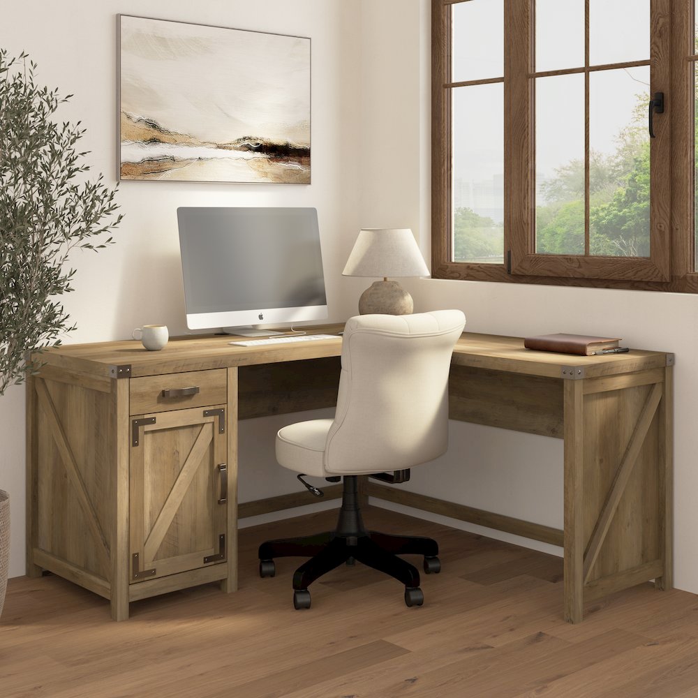 Knoxville 60W L Shaped Desk with Drawer and Storage Cabinet. Picture 2