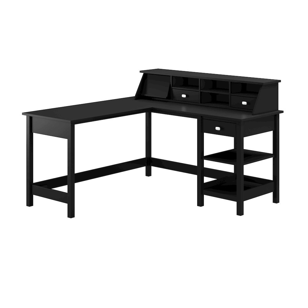 Broadview 60W L Shaped Computer Desk with Storage and Desktop Organizer. Picture 1