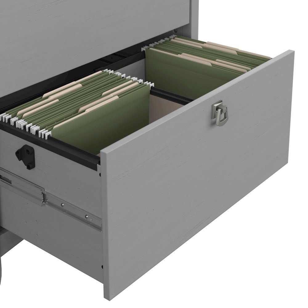 Salinas 60W L Shaped Desk with Hutch, Lateral File Cabinet and 5 Shelf Bookcase. Picture 4