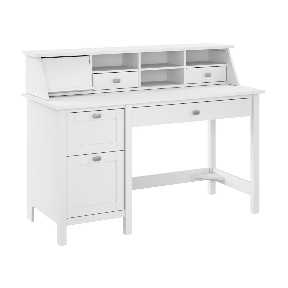 Broadview 54W Computer Desk with Drawers and Desktop Organizer. Picture 1
