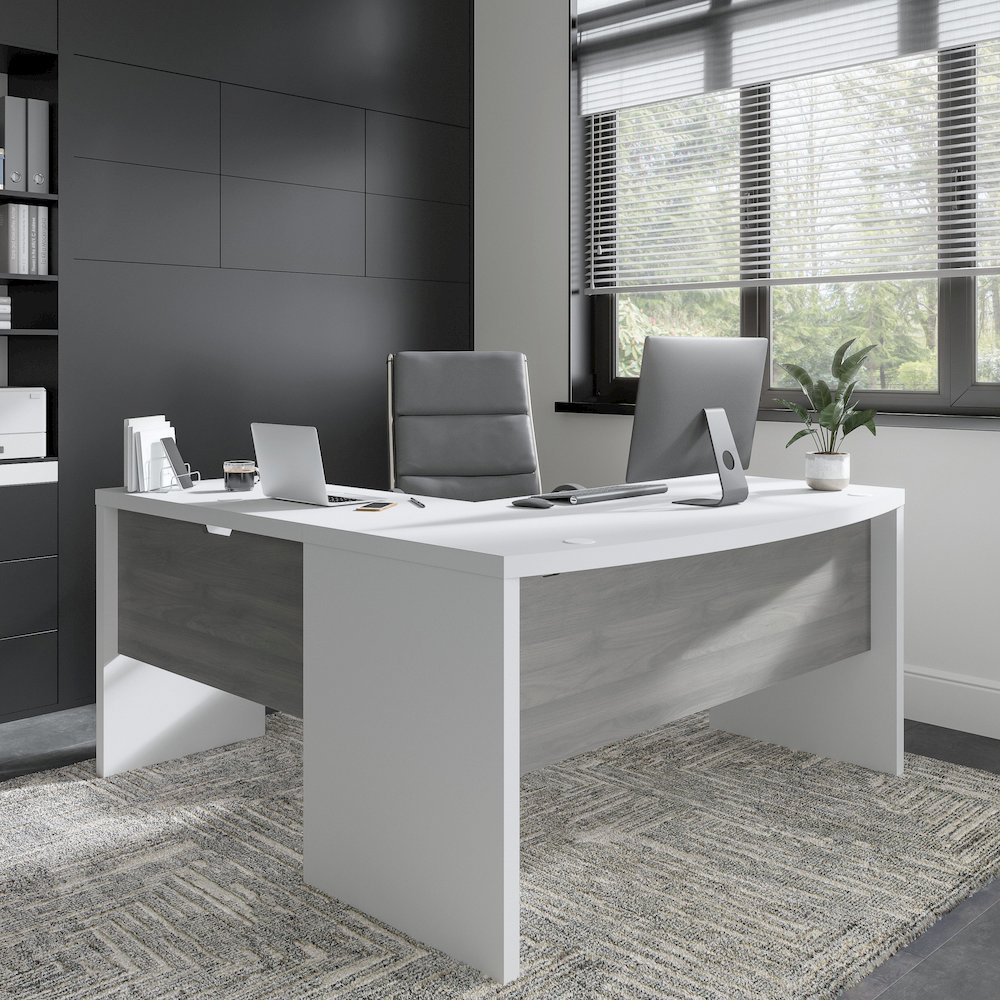 Echo L Shaped Bow Front Desk. Picture 2