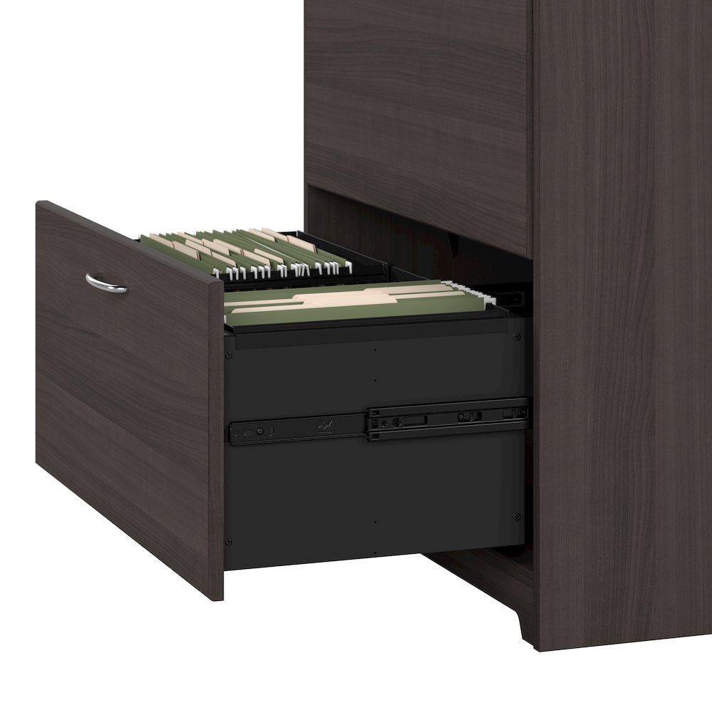 Cabot 60W L Shaped Computer Desk with Hutch, File Cabinet and Bookcase. Picture 5