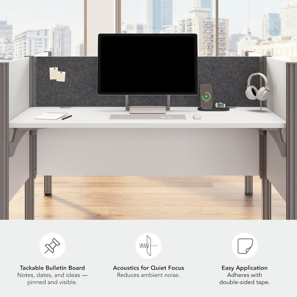 Pro-Biz Simple workstation in White with Gray Tack Board. Picture 5