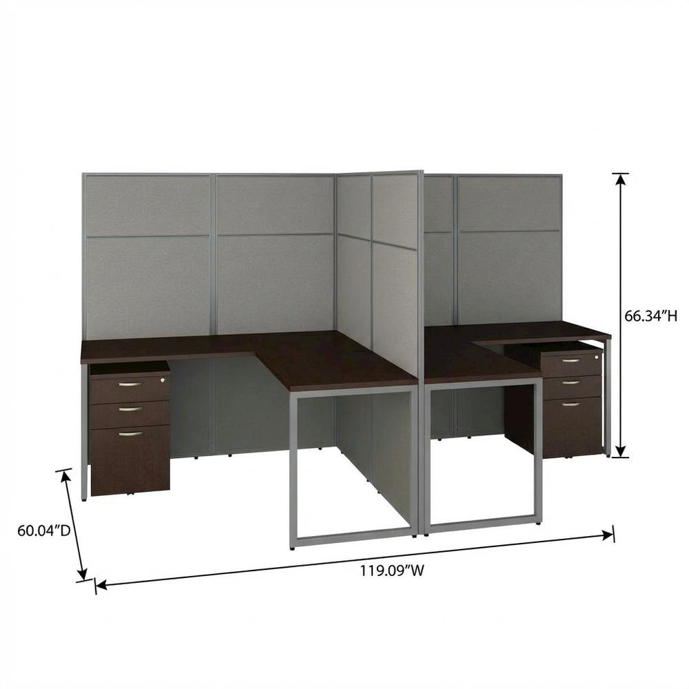 Silver L-Shaped Cubicle Desk with Drawers and Panel Privacy. Picture 7