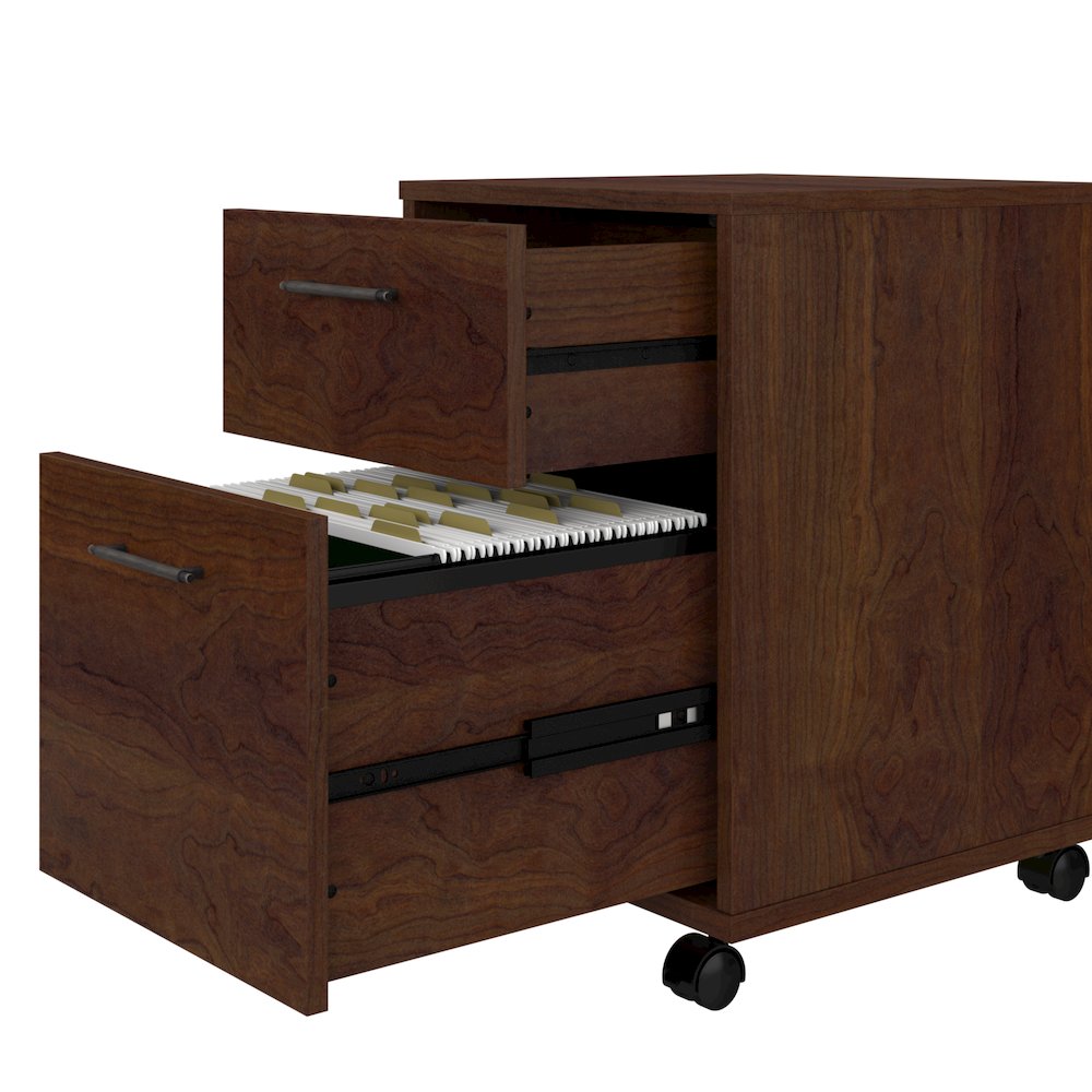 60W L Shaped Desk with 2 Drawer Mobile File Cabinet and 5 Shelf Bookcase. Picture 3
