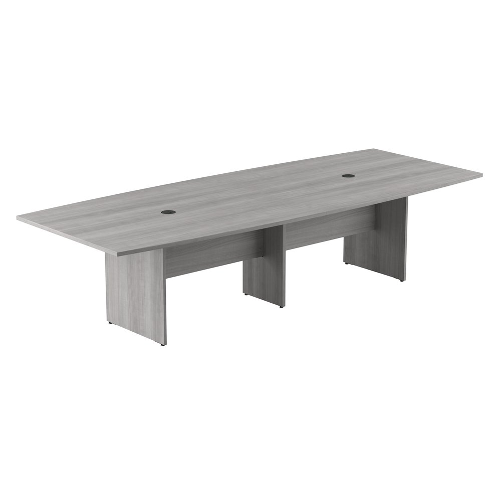 120W x 48D Boat Shaped Conference Table with Wood Base. Picture 1