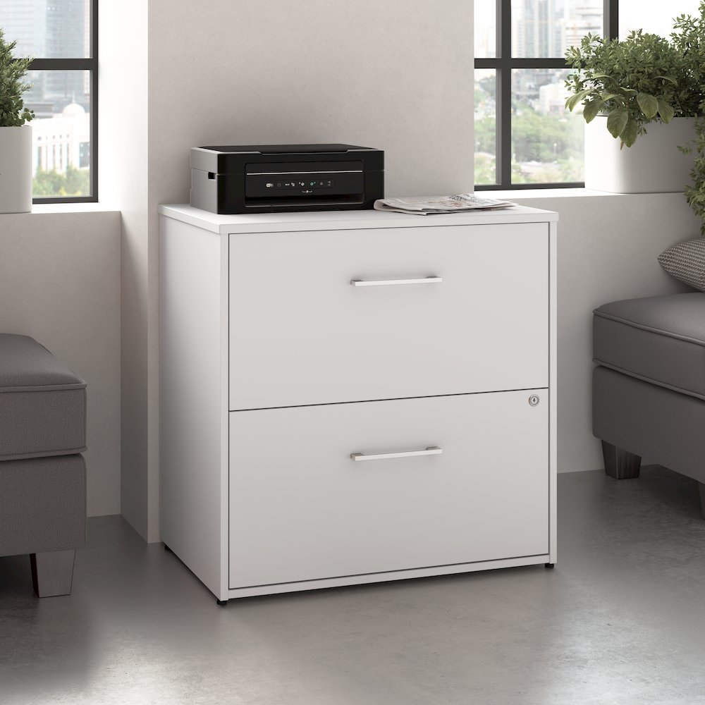 Hustle 2 Drawer Lateral File Cabinet with Lock in White. Picture 2