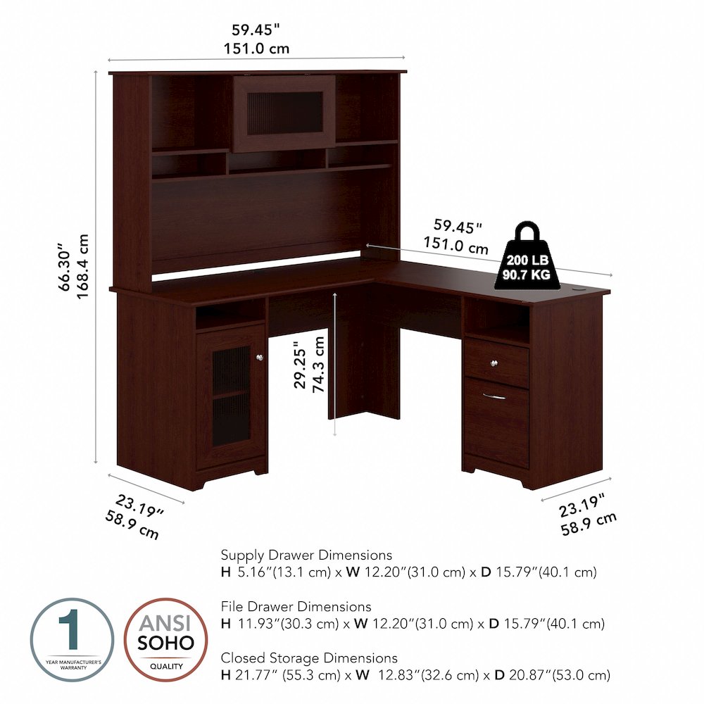 Cabot 60W L Shaped Computer Desk with Hutch and Storage. Picture 9