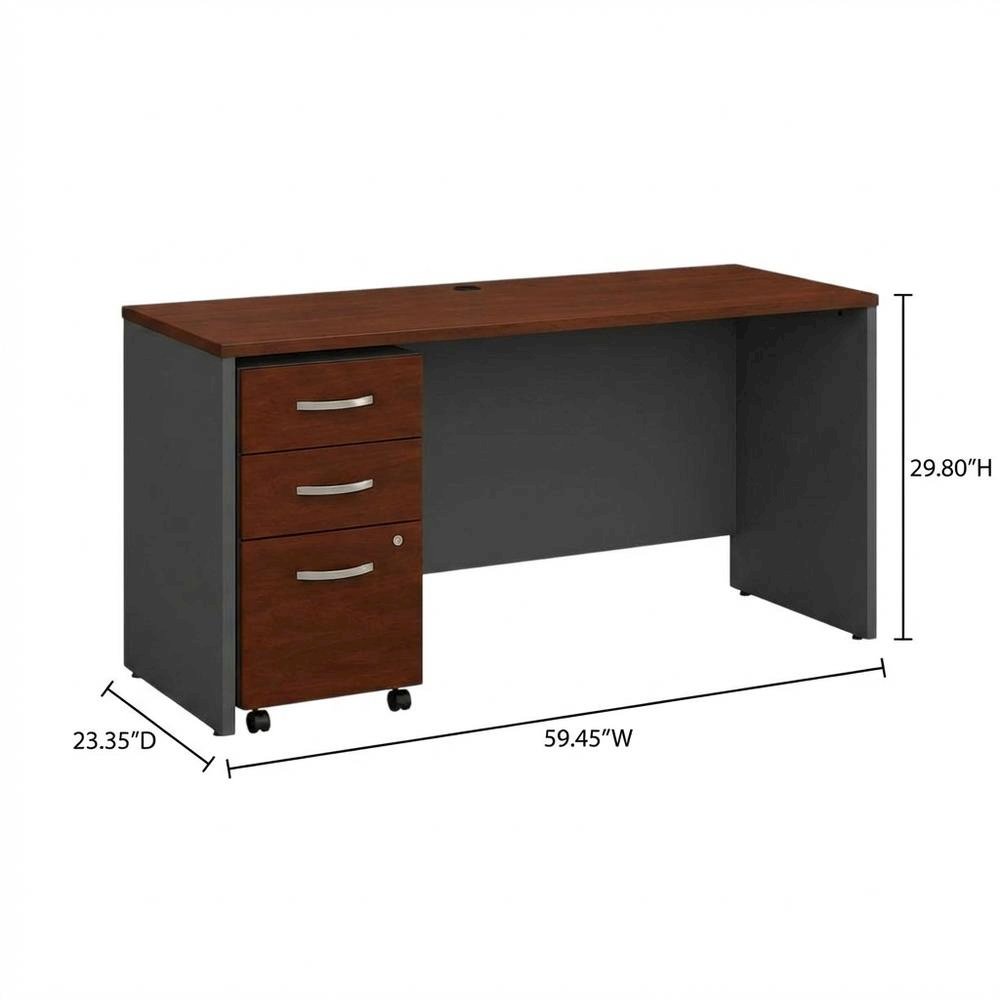 Office Desk With Mobile File Cabinet In Hansen Cherry Finish. Picture 7