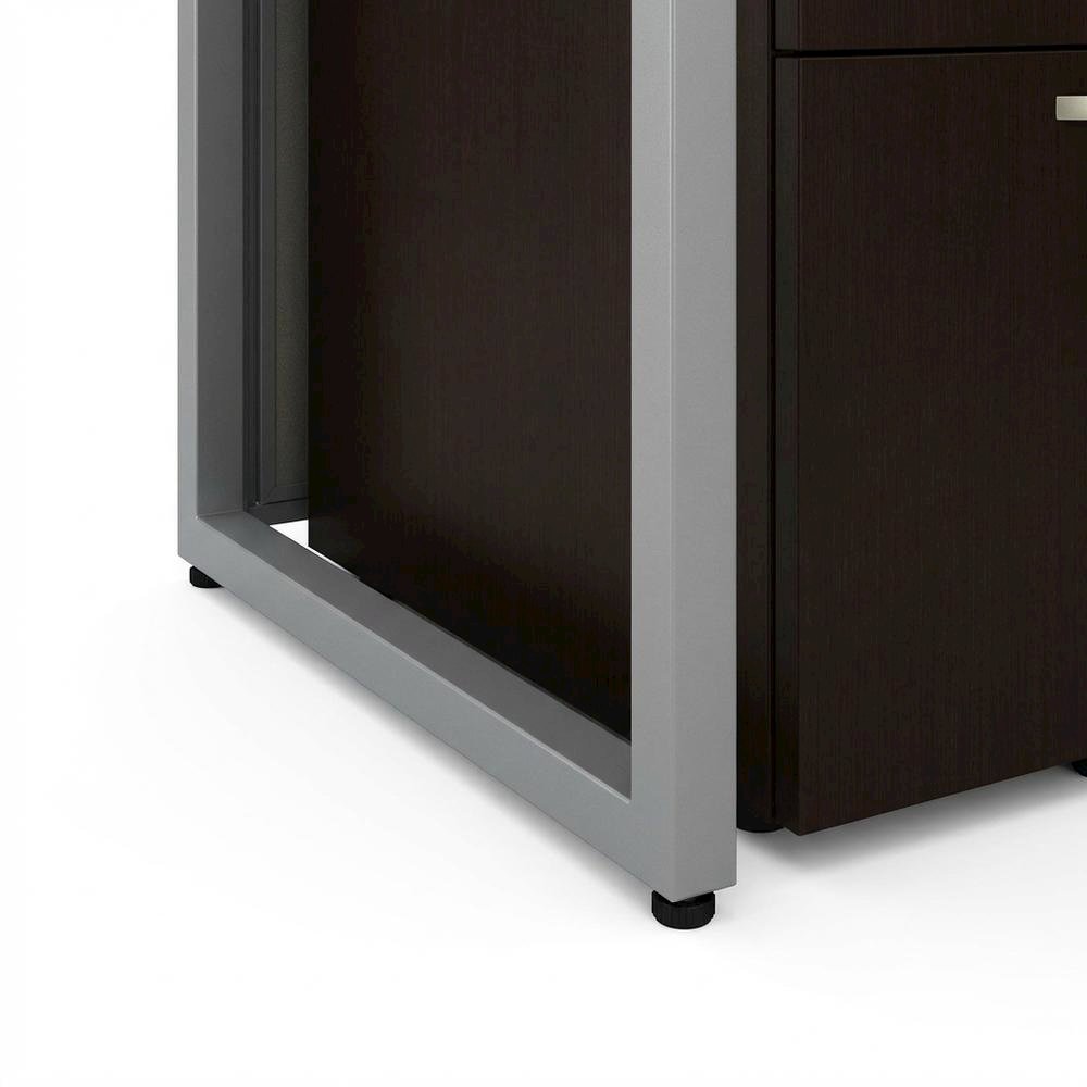 Silver L-Shaped Cubicle Desk with Drawers and Panel Privacy. Picture 6