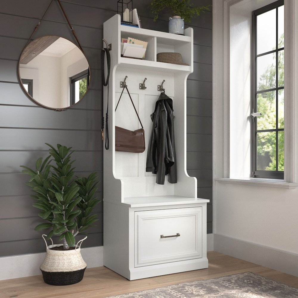 Woodland 24W Hall Tree and Small Shoe Bench with Drawer. Picture 2