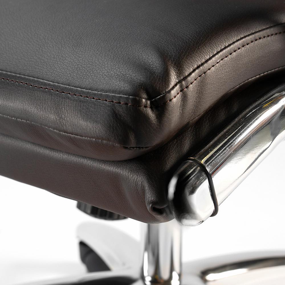 High Back Leather Executive Office Chair, Brown Leather. Picture 4