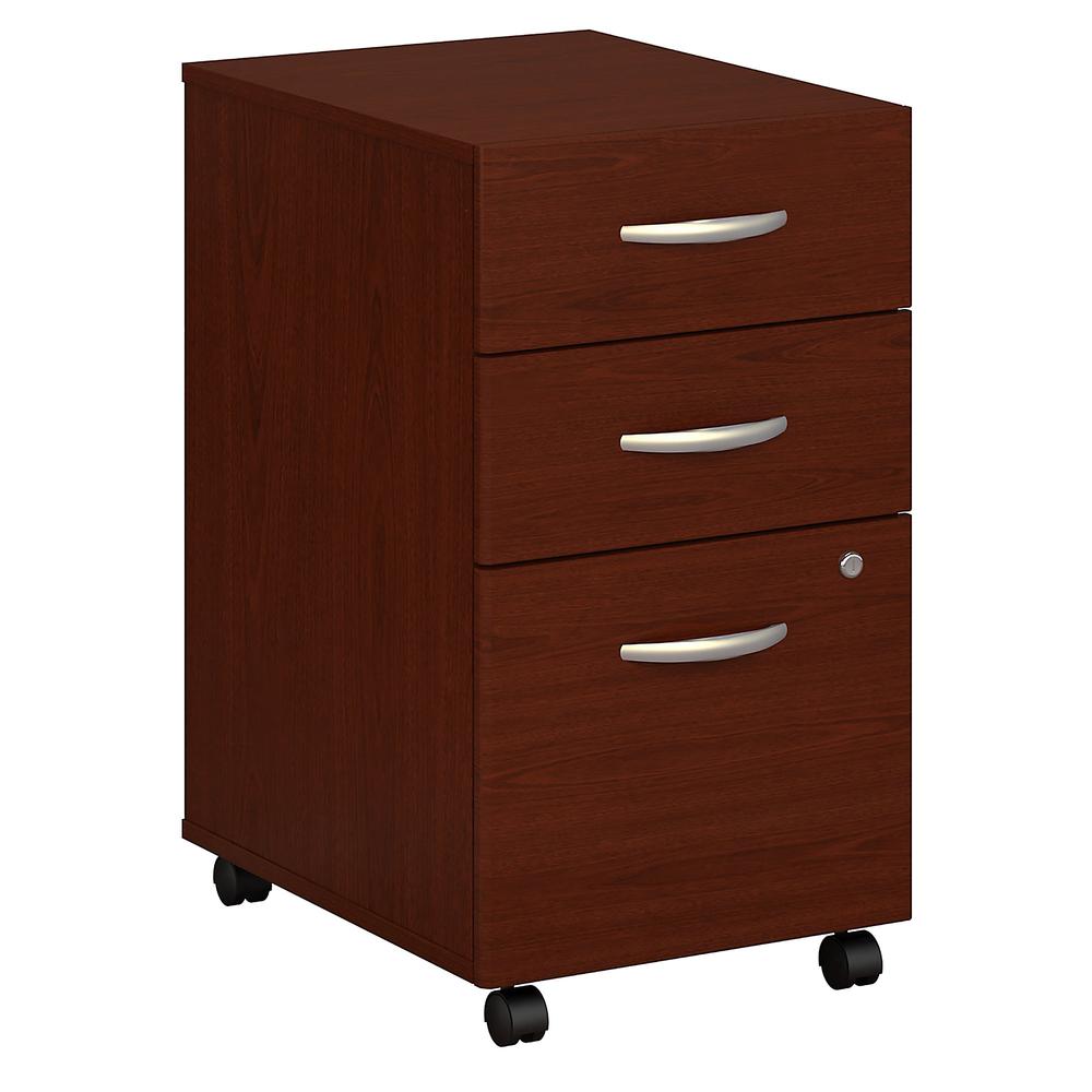 Bush Business Furniture Series C 3 Drawer Mobile File Cabinet - Assembled, Mahogany. Picture 1
