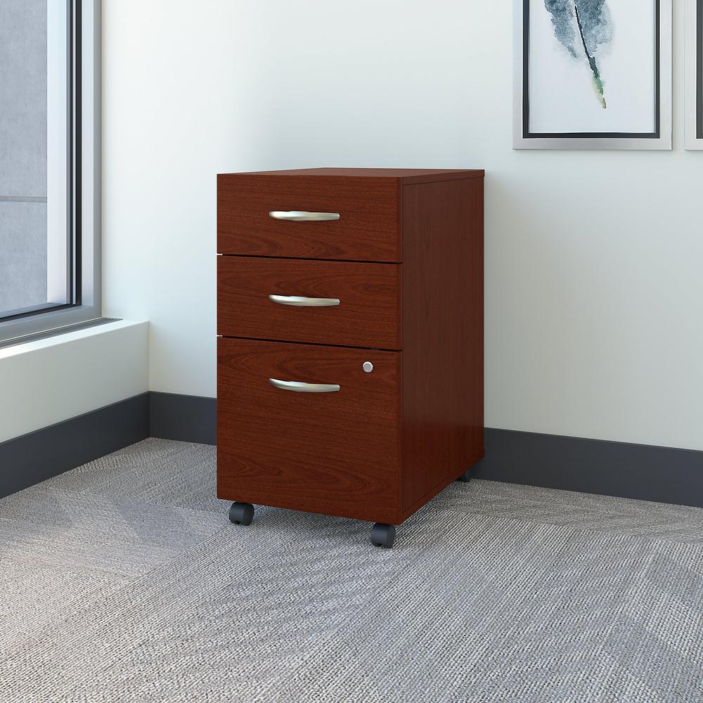 Bush Business Furniture Series C 3 Drawer Mobile File Cabinet - Assembled, Mahogany. Picture 2