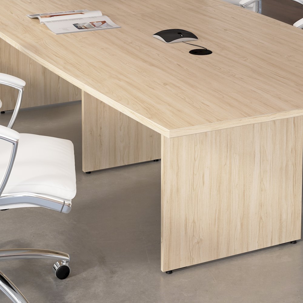 120-inch Office Conference Table with Wood Base in Natural Elm. Picture 5