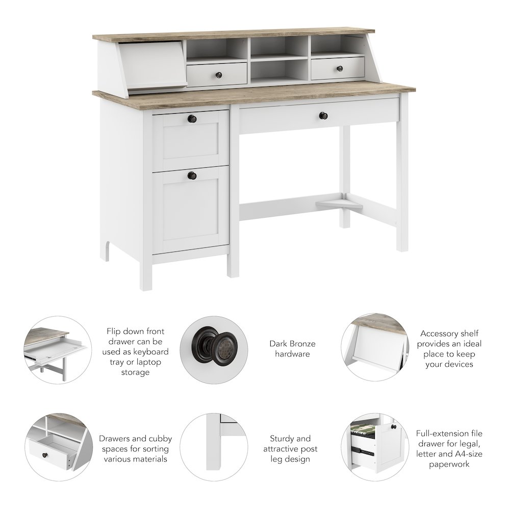 Mayfield 54W Computer Desk with Drawers and Desktop Organizer. Picture 8