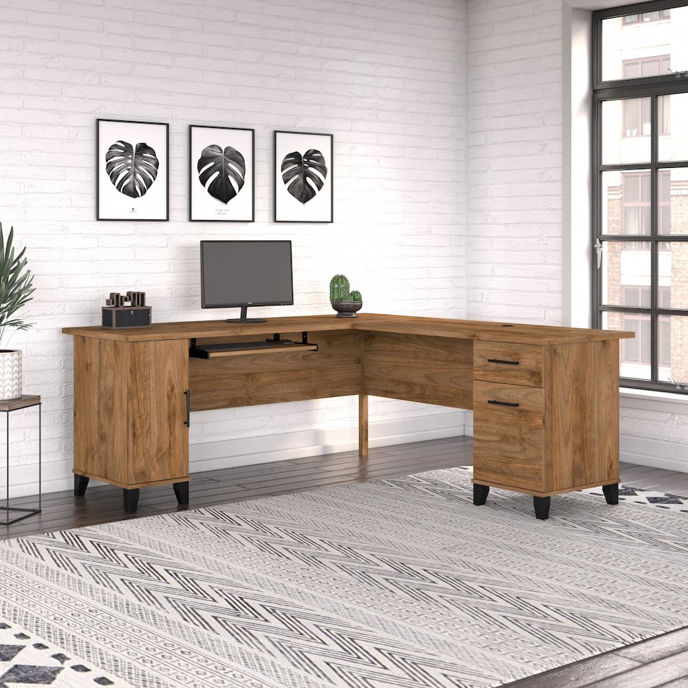 Somerset 72W L Shaped Desk with Storage. Picture 2