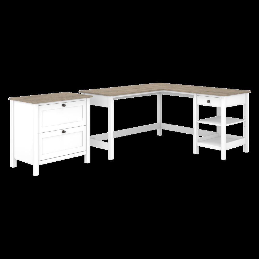 Mayfield 60W L Shaped Computer Desk with 2 Drawer Lateral File Cabinet. Picture 1