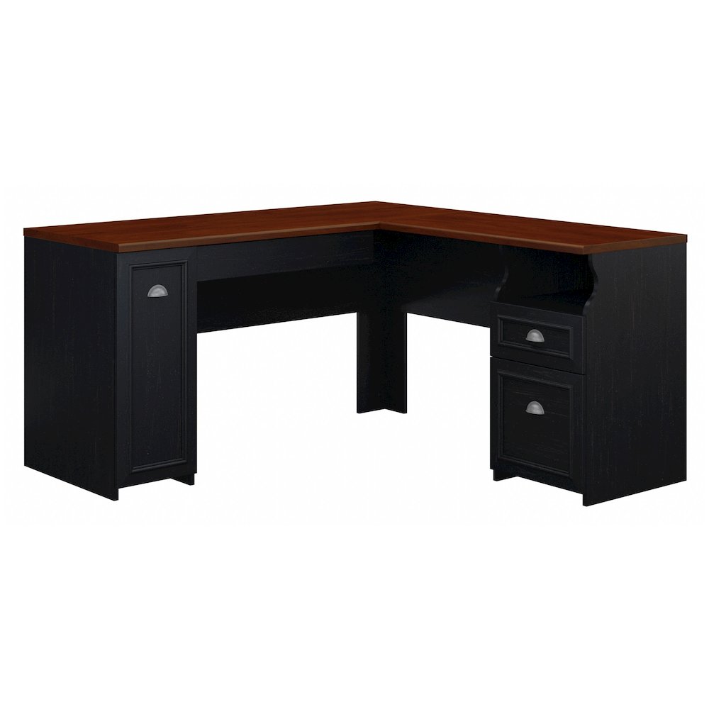 Fairview 60W L Shaped Desk with Drawers and Storage Cabinet. Picture 1
