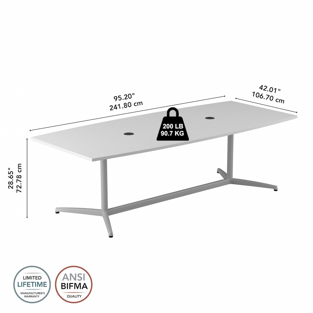 96W x 42D Boat Shaped Conference Table with Metal Base. Picture 7