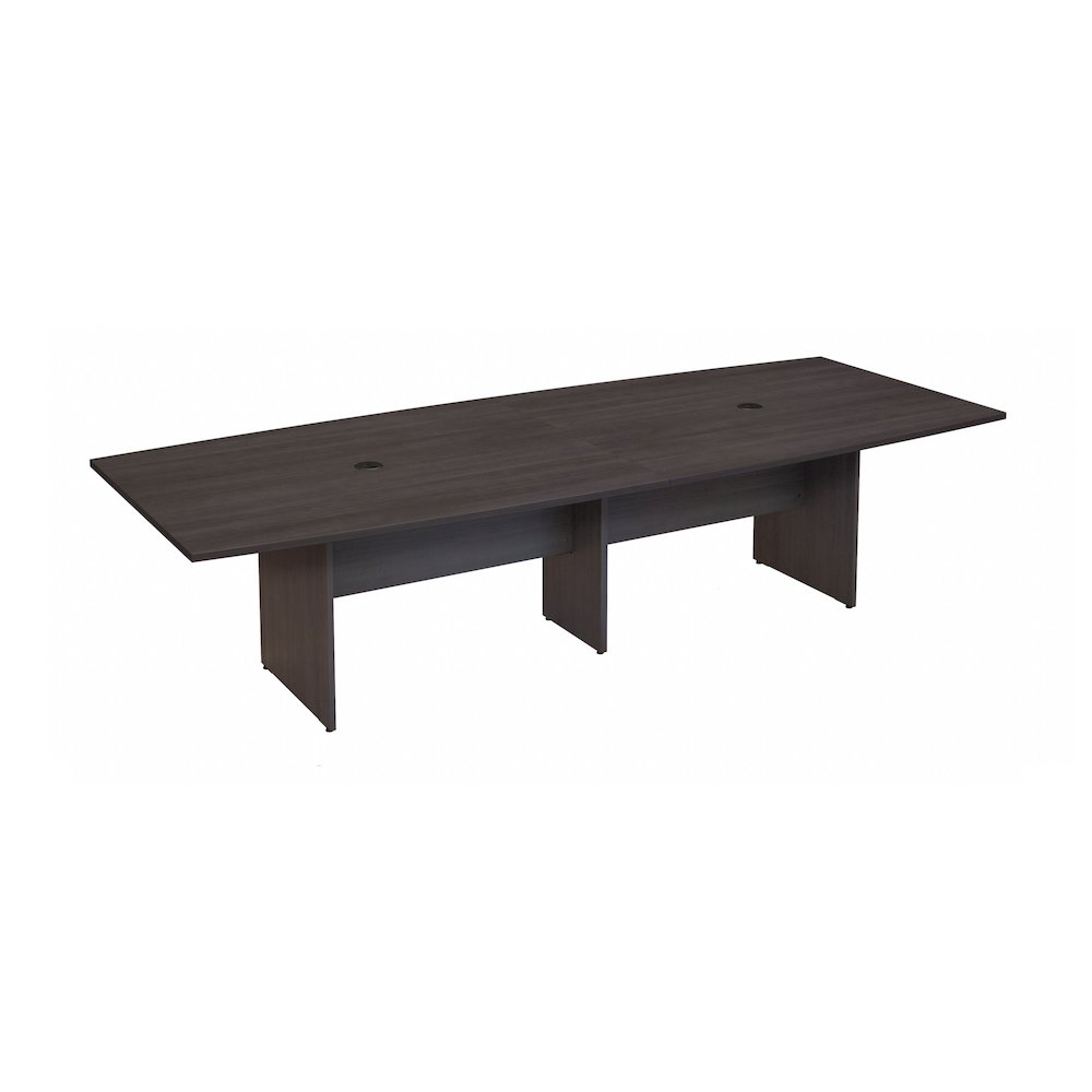 120W x 48D Boat Shaped Conference Table with Wood Base. Picture 1