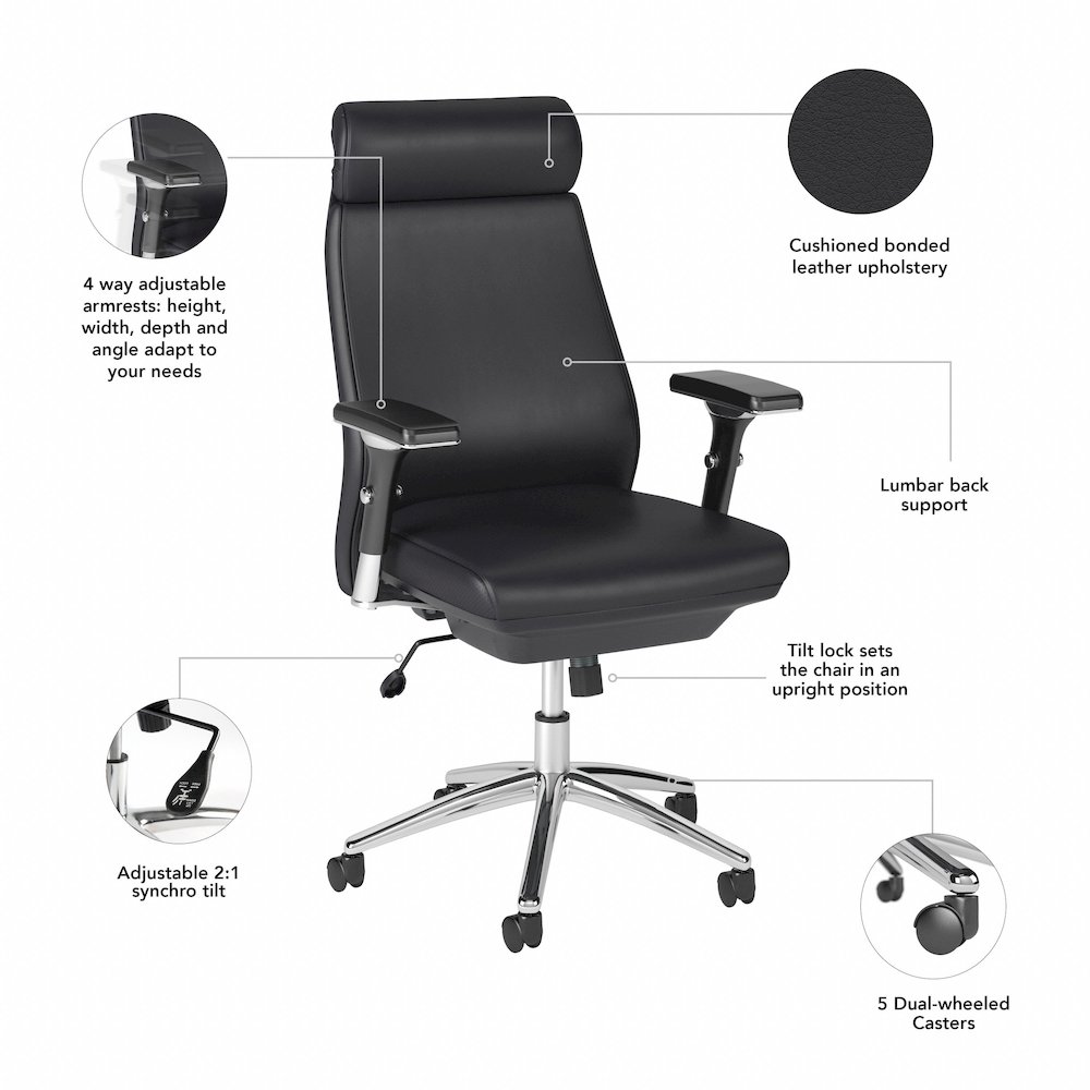 Studio C High Back Leather Executive Office Chair. Picture 8