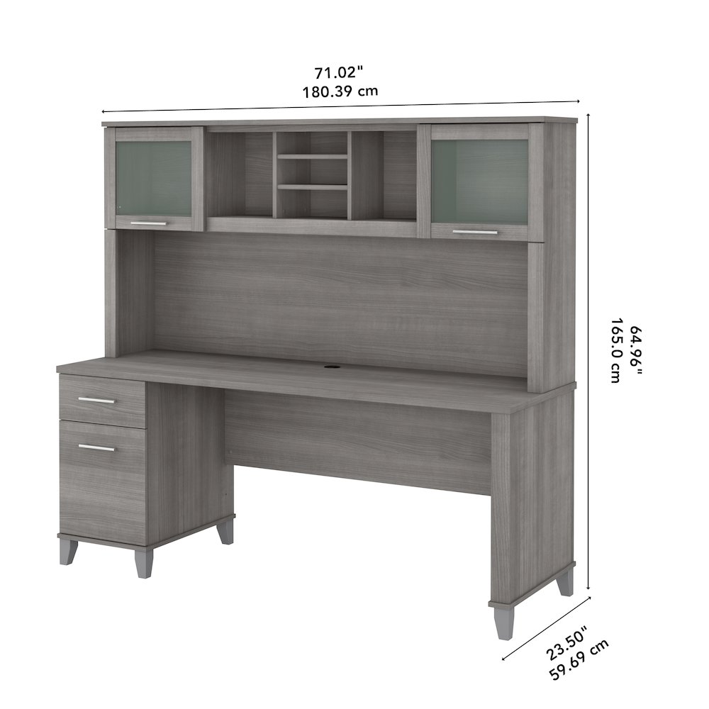 Somerset 72W Office Desk with Drawers and Hutch. Picture 8