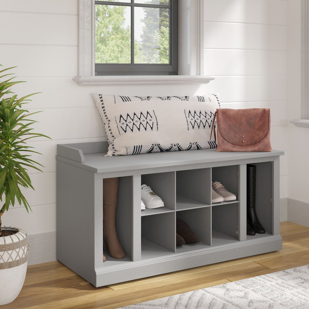 Woodland 40W Shoe Storage Bench with Shelves. Picture 2