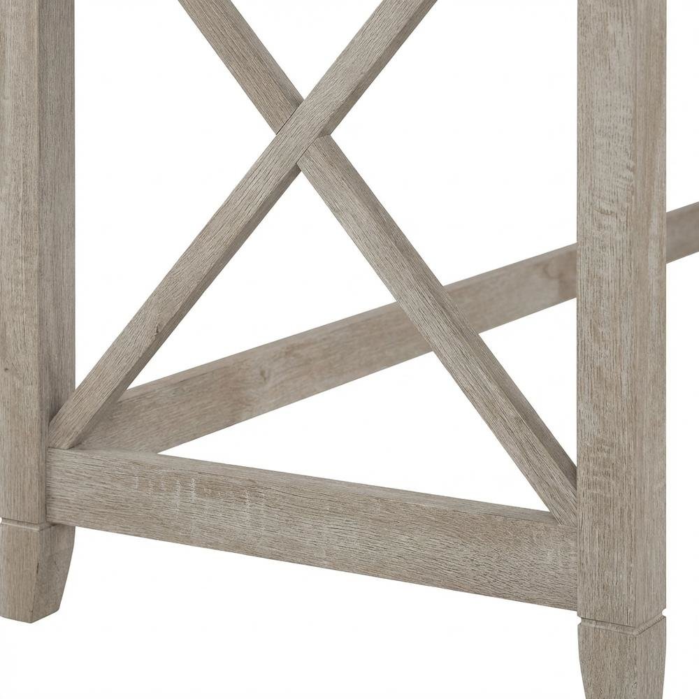 Gray L Shaped Office Desk With Farmhouse Style And Wire Management. Picture 6