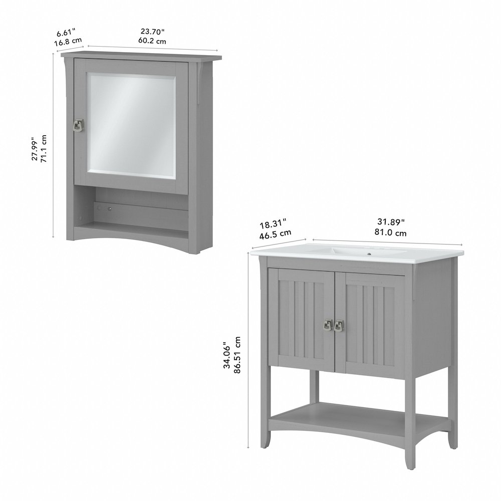 Salinas 32W Bathroom Vanity Sink and Medicine Cabinet with Mirror. Picture 10