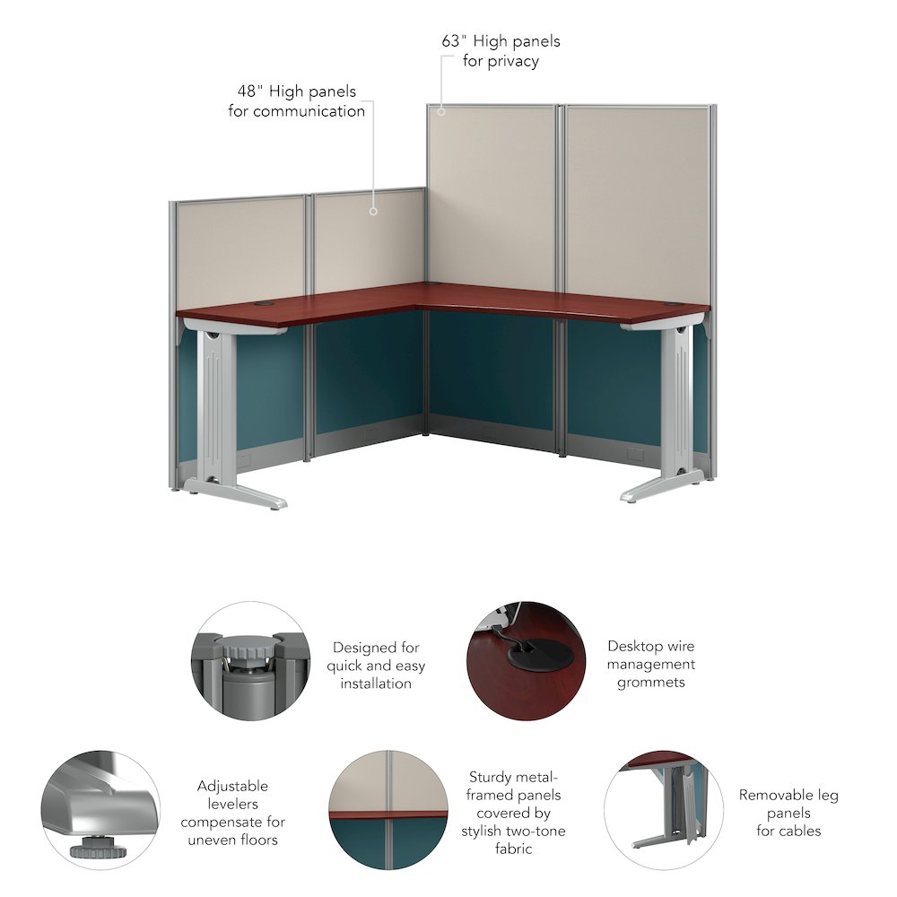 Office in an Hour 65W x 65D L Shaped Cubicle Desk. Picture 9