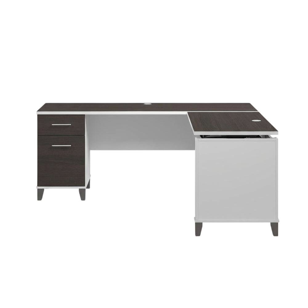 White L-Shaped Sit-To-Stand Office Desk With 3 Position Adjustment. Picture 4