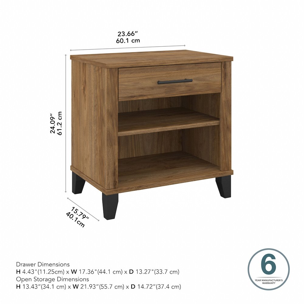 Somerset Nightstand with Drawer and Shelves. Picture 7