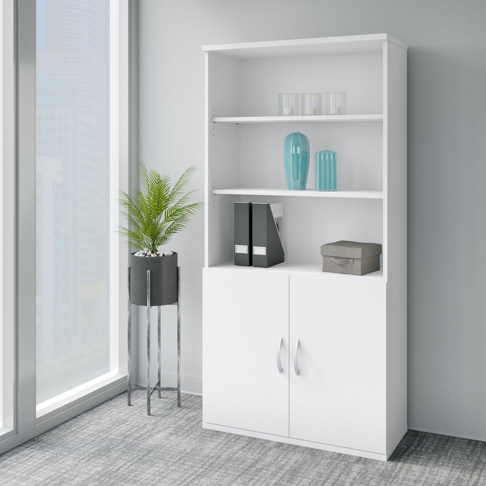 Easy Office 5 Shelf Bookcase with Doors. Picture 2