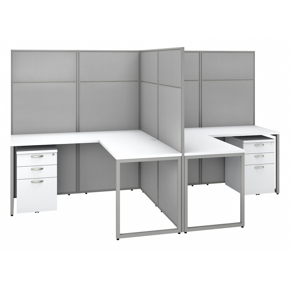 Easy Office 60W 2 Person L Shaped Cubicle Desk with Drawers and 66H Panels. Picture 1