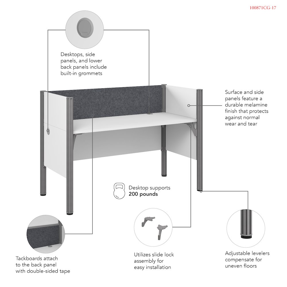 Pro-Biz Simple workstation in White with Gray Tack Board. Picture 6