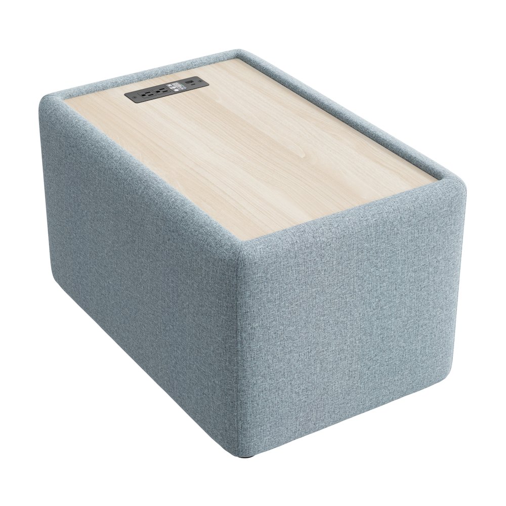 Assemble Modular Side Table with Charging Station in Mist Fabric. Picture 1