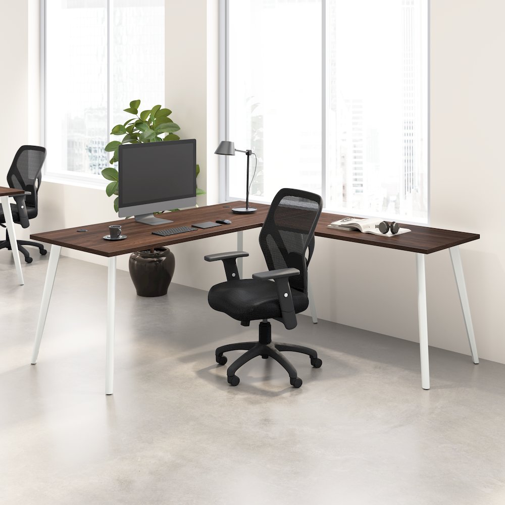 Vista 72W x 30D L Shaped Desk with Splayed Metal Legs. Picture 2