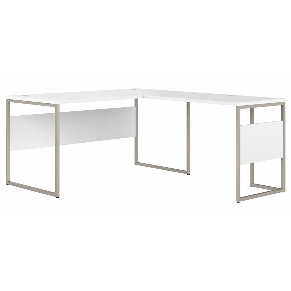 Hybrid 60W x 30D L Shaped Table Desk with Metal Legs. Picture 1