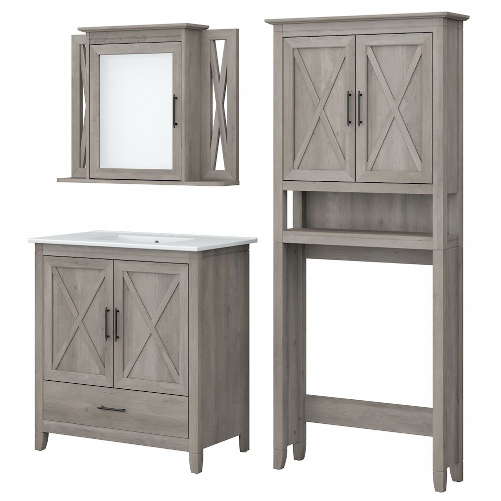 32W Bathroom Vanity Sink with Mirror and Over The Toilet Storage Cabinet. Picture 1