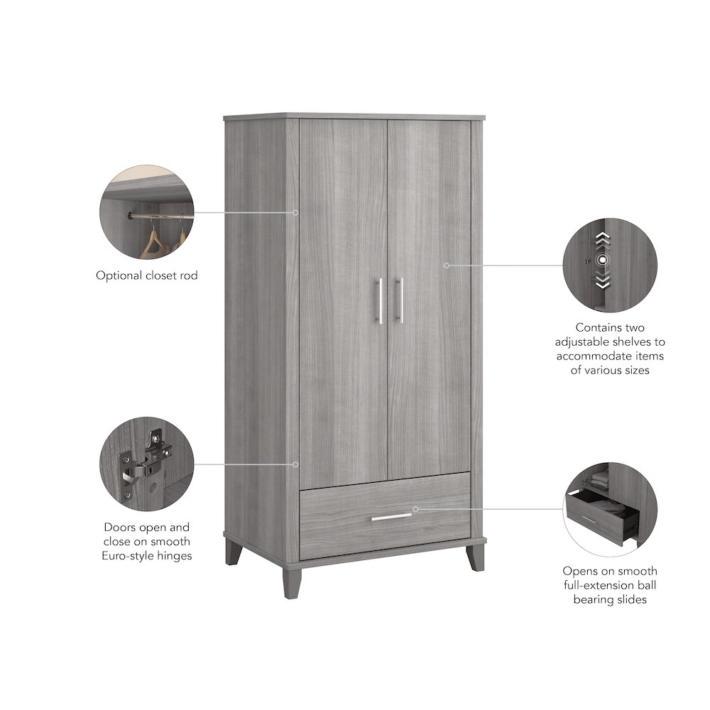 Somerset Tall Kitchen Pantry Cabinet with Doors and Drawer. Picture 8