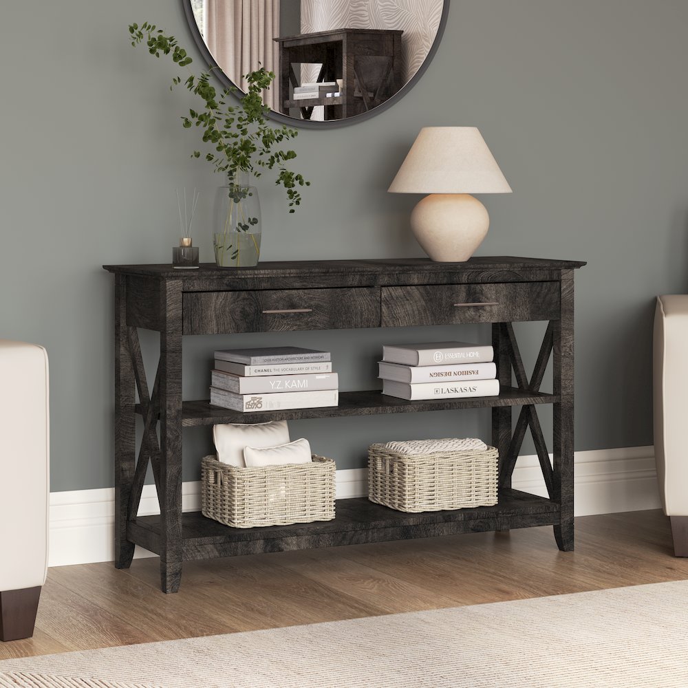 Key West Console Table with Drawers and Shelves. Picture 2