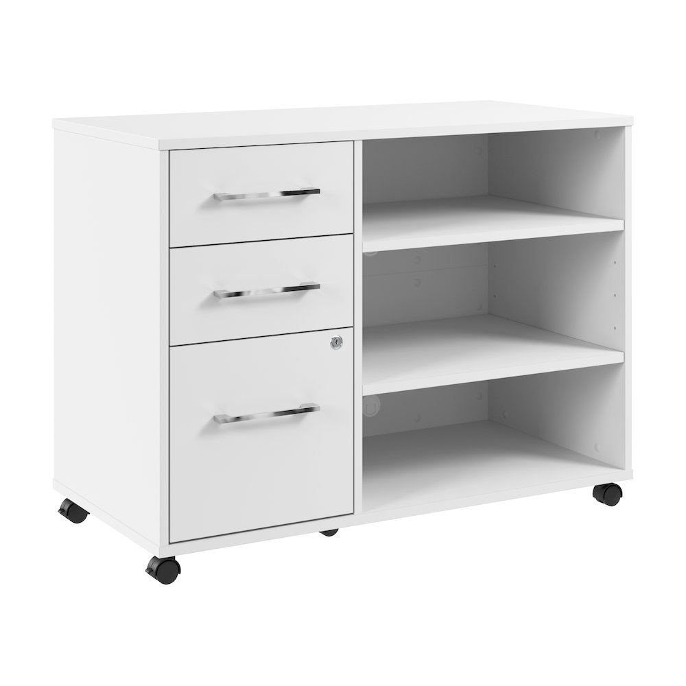 Hustle Rolling Storage Cabinet with Drawers and Shelves in White. Picture 1