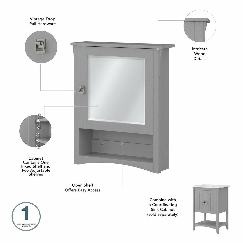Salinas 32W Bathroom Vanity Sink and Medicine Cabinet with Mirror. Picture 9