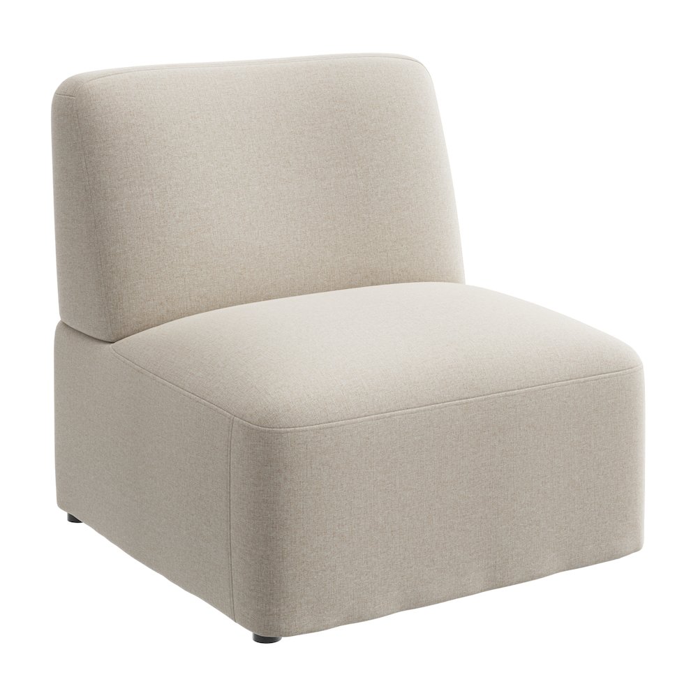 Assemble Modular Armless Lounge Chair in Oat Fabric. Picture 1
