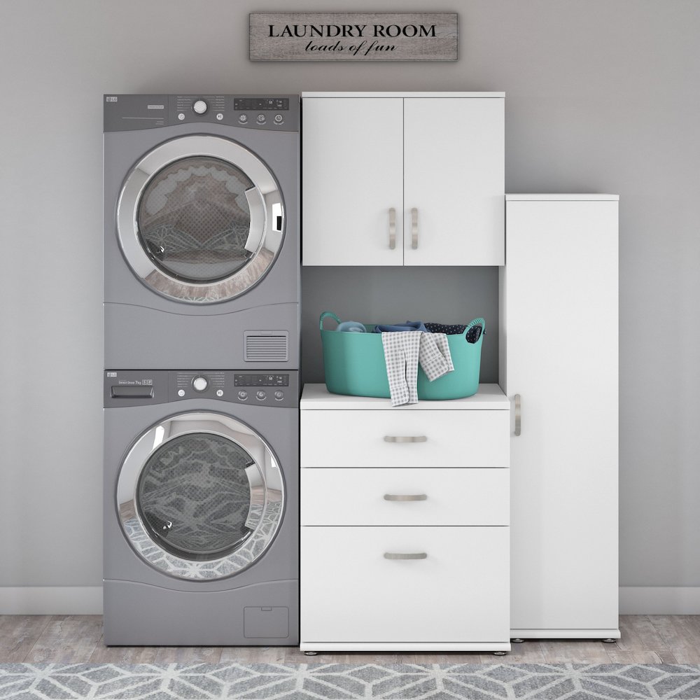 Universal 3 Piece Modular Laundry Room Storage Set with Floor and Wall Cabinets. Picture 2