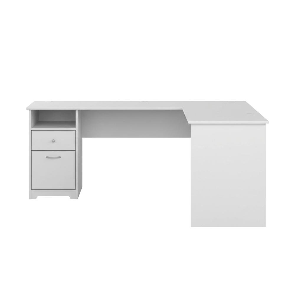 White L-Shaped Computer Desk With Drawers And Storage Organization. Picture 4
